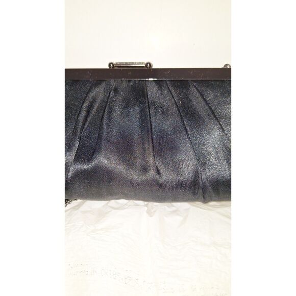 A Jessica McClintock Women's Evening Bag Black Satin Chain Handle Elegant - Picture 2 of 11